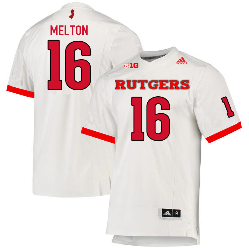 Men #16 Max Melton Rutgers Scarlet Knights College Football Jerseys Sale-White